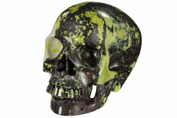 Realistic, Polished Yellow Turquoise Jasper Skull #116466